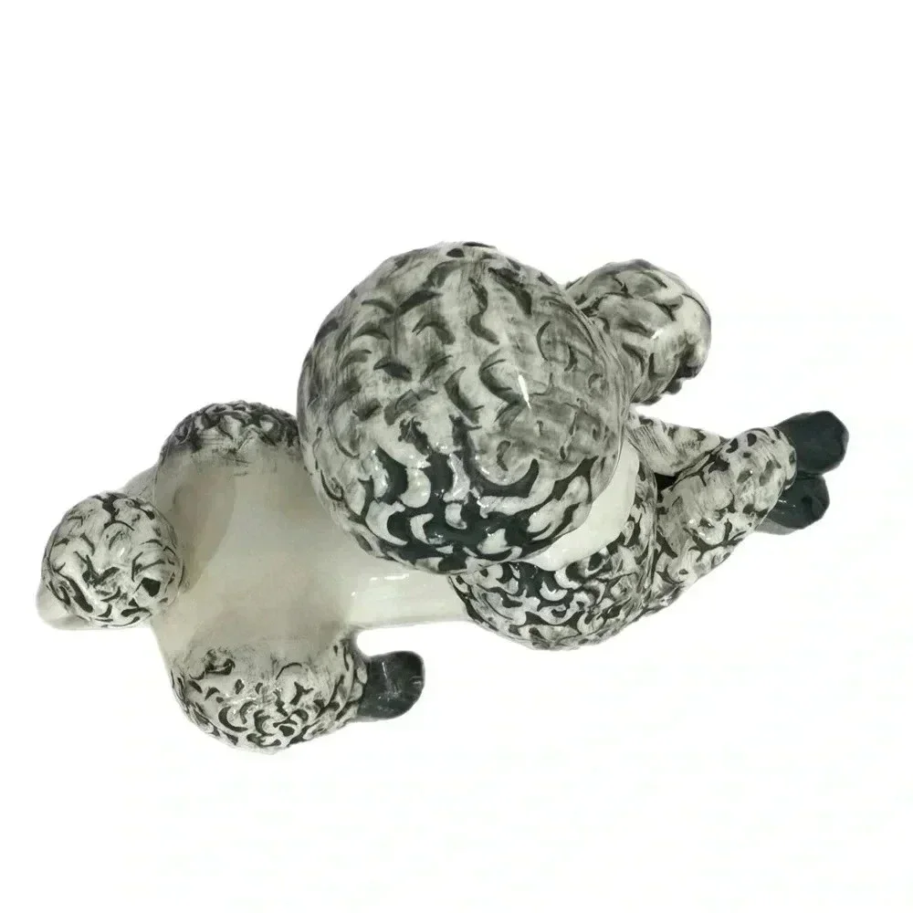 Vintage Mid Century Modern Ceramic French Poodle Hand painted Figurine 11.5x7.5”